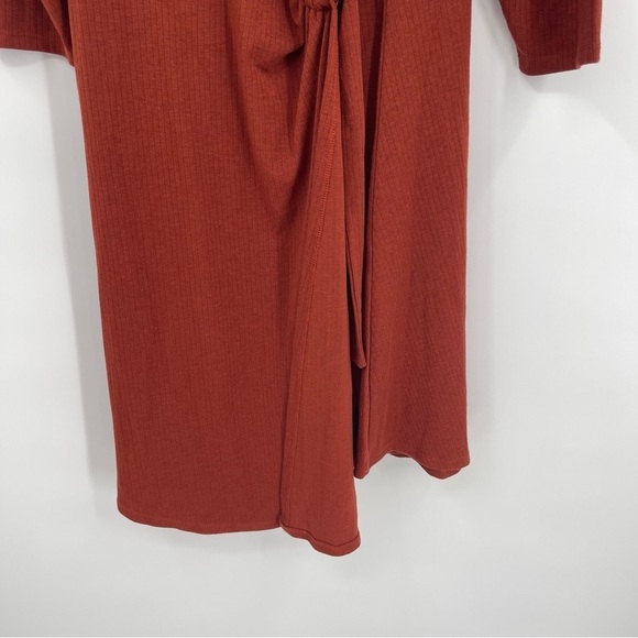 Soft Surroundings Dress Size 1X Womens V Neck Moc Wrap Ribbed Knit Rust Red - Picture 3 of 11